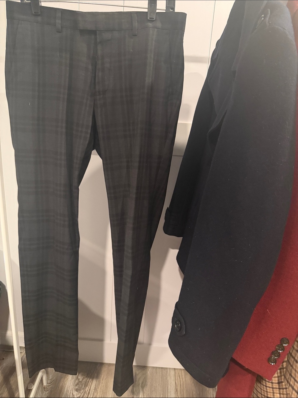 Men's Grey Plaid Dress Pants